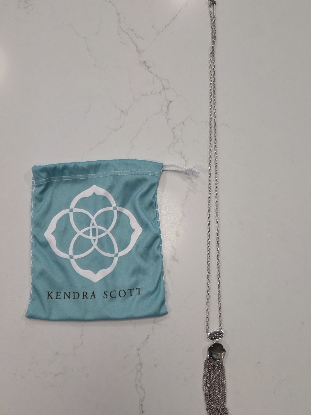 Kendra Scott Silver and Gray Tassel Necklace - Elegant Women's Jewelry